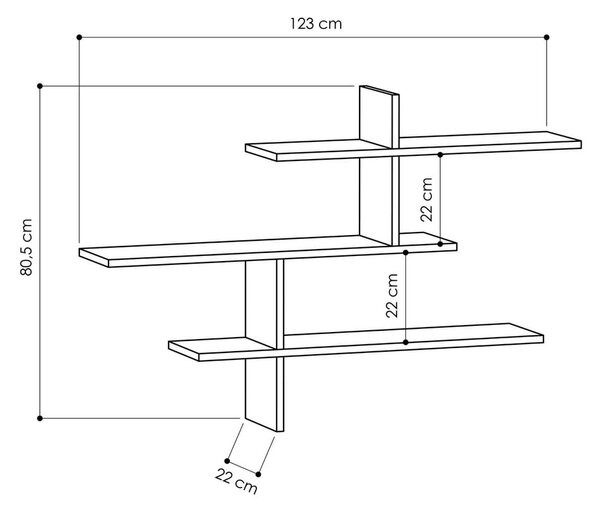 Antracitová patrová police 123 cm Leo – Kalune Design