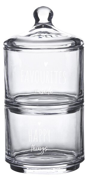 Úložná transparentní nádoba dóza s víčkem a srdíčkem Favourites Happy - Ø 10*21 cm