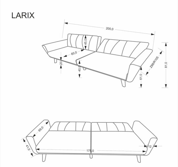 Halmar Rozkládací pohovka LARIX šedá