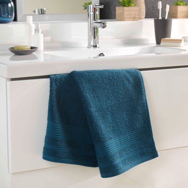 Tmavě modrý froté bavlněný ručník 50x90 cm Tendresse – douceur d'intérieur