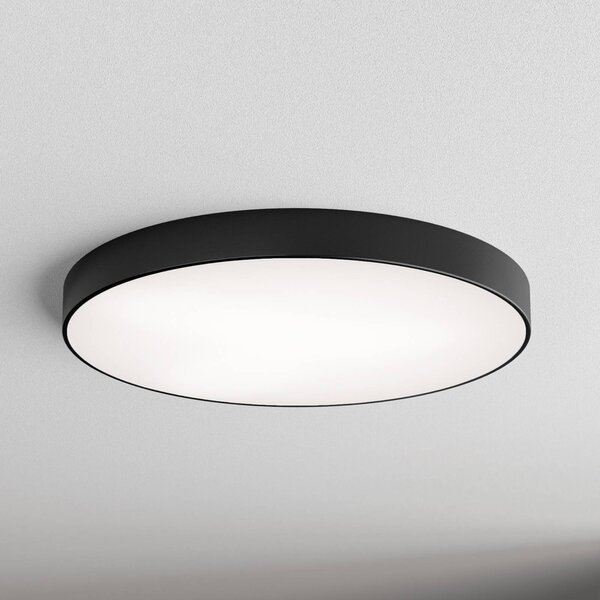TEMAR LIGHTING Stropní světlo Cleo, skleněný difuzor, černá Ø78cm, stmívatelný, Černá, Obývací pokoj / jídelna, Moderní