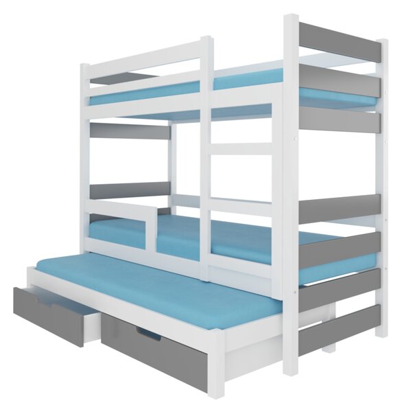 Dětská patrová postel MARLOT, 180x75, bílá/šedá