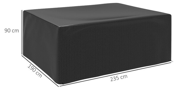 Outsunny nepromokavý kryt na zahradní nábytek – ochranná PE plachta 235 x 190 x 90 cm – černá | Aosom