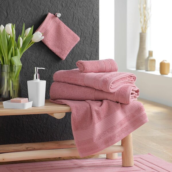 Růžová froté bavlněná osuška 70x130 cm Tendresse – douceur d'intérieur