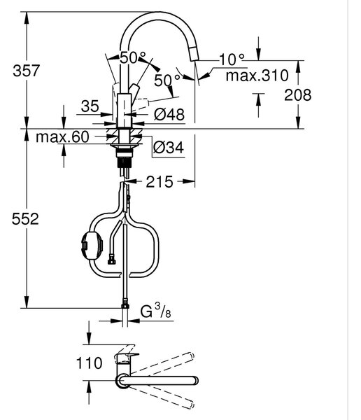 Grohe Start Edge kuchyňská baterie stojící černá 305502430