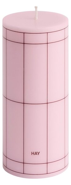 HAY Svíčka Column, Small, Pink / Bordeaux Grid