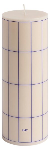 HAY Svíčka Column, Medium, Off-White / Blue Grid