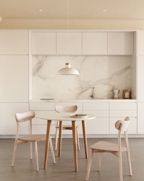 Bílý kulatý rozkládací jídelní stůl s bílou deskou ø 90 cm Oqui – Kave Home