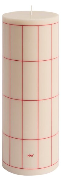 HAY Svíčka Column, Large, Off-White / Red Grid