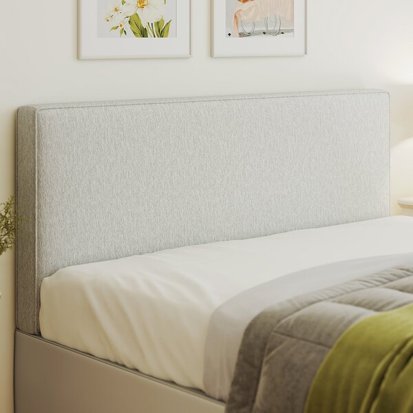 HOMCOM čalouněné nástěnné čelo s efektem lnu, 140 × 60 cm, krémové — rám z eukalyptu, snadná montáž | Aosom