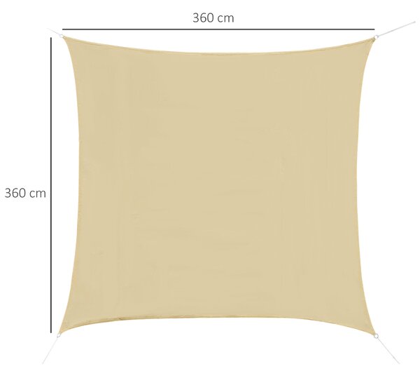 Outsunny Čtvercový Plachtový Stín pro Venkovní Použití z Prodyšného HDPE, UV Ochrana 95%, 360x360 cm | Aosom