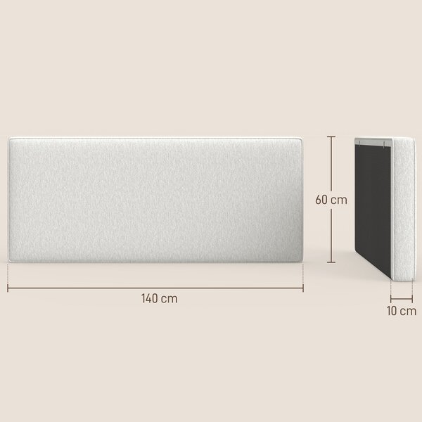 HOMCOM čalouněné nástěnné čelo s efektem lnu, 140 × 60 cm, krémové — rám z eukalyptu, snadná montáž | Aosom