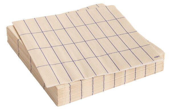 HAY Papírové ubrousky Pattern Lunch, 20 ks, Off-white / Blue grid