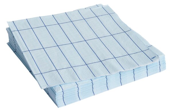 HAY Papírové ubrousky Pattern Dinner, 20 ks, Light Blue / Blue grid
