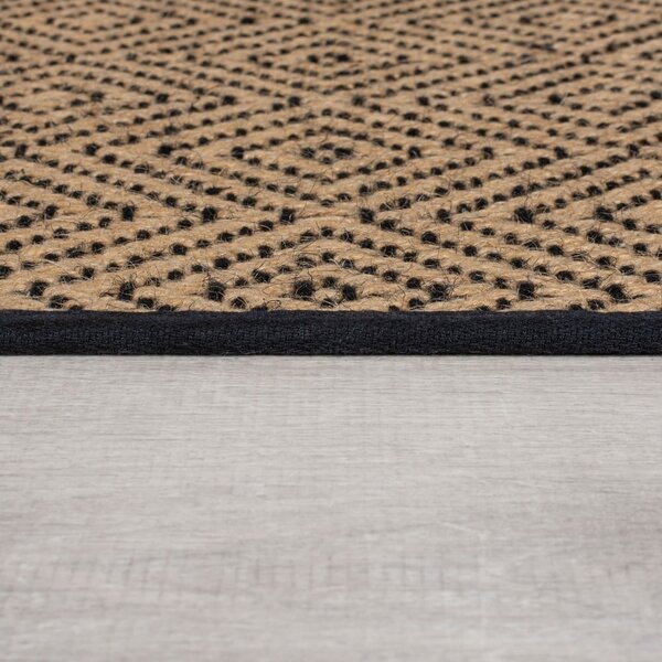 Jutový běhoun na schody v černo-přírodní barvě 60x800 cm Diamond – Flair Rugs