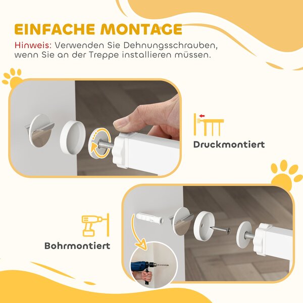 Bezpečnostní brána PawHut - brána na schodiště s rozšířením 10/15 cm, montáž bez vrtání | Aosom