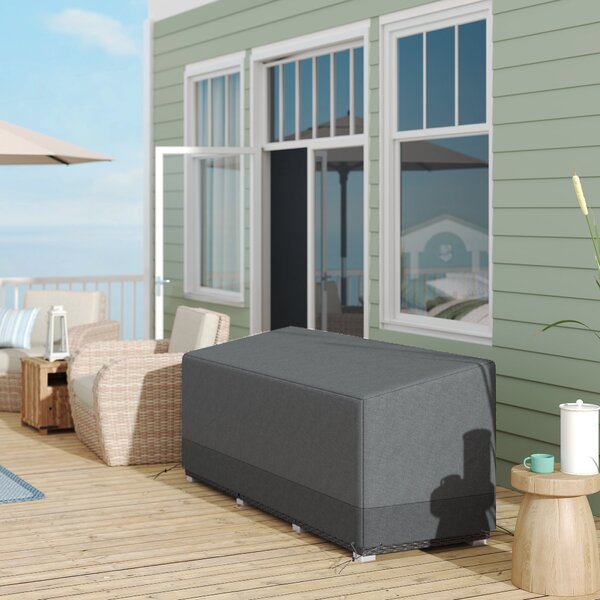 Outsunny nepromokavý zimní potah na terasový nábytek — větruodolný, odolný proti UV, Oxford 600D, 190,5 × 72 × 63–76 cm, světle šedý | Aosom