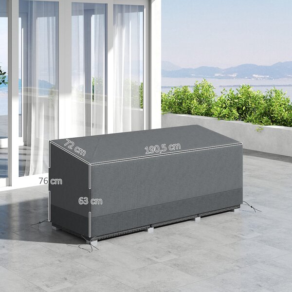 Outsunny nepromokavý zimní potah na terasový nábytek — větruodolný, odolný proti UV, Oxford 600D, 190,5 × 72 × 63–76 cm, světle šedý | Aosom