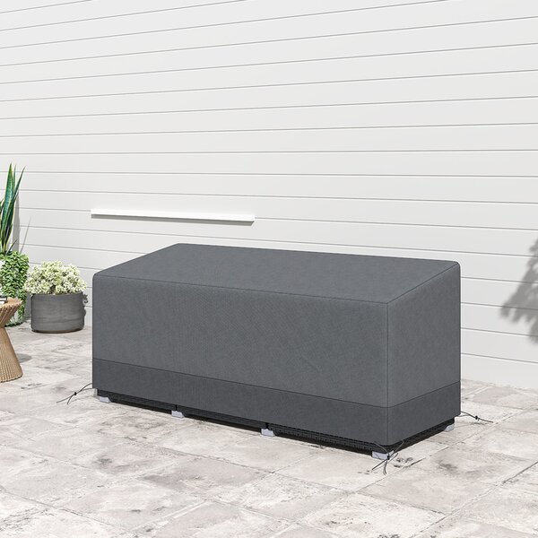 Outsunny nepromokavý zimní potah na terasový nábytek — větruodolný, odolný proti UV, Oxford 600D, 190,5 × 72 × 63–76 cm, světle šedý | Aosom