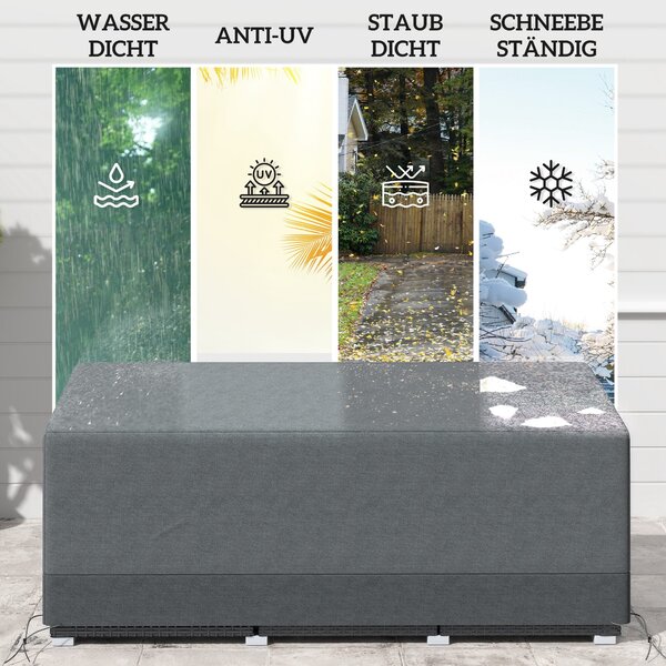 Outsunny nepromokavý zimní potah na terasový nábytek — větruodolný, odolný proti UV, Oxford 600D, 190,5 × 72 × 63–76 cm, světle šedý | Aosom