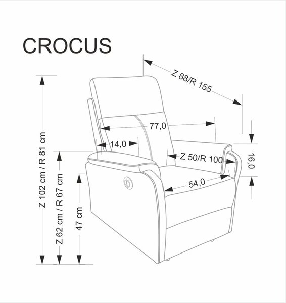 Halmar Elektrické relaxační křeslo CROCUS béžové