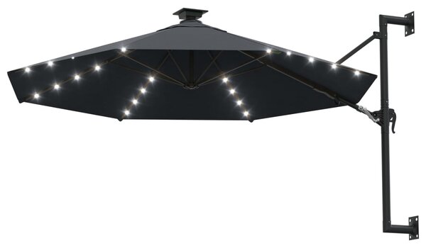 Nástěnný zahradní slunečník s LED 300 cm antracitový