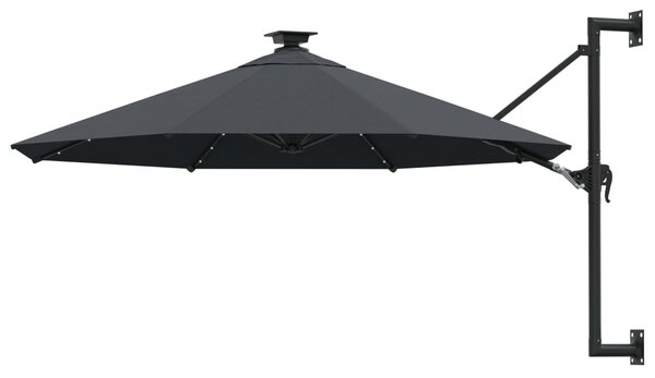 Nástěnný zahradní slunečník s LED 300 cm antracitový