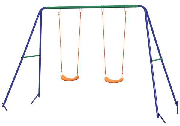 Závěsná souprava Outsunny pro děti, rám se 2 houpačkami, konstrukce houpačky, zahradní houpačka pro dvě děti 3-8 let, ocel, 2,69 x 1,6 x 1,8 m | Aosom