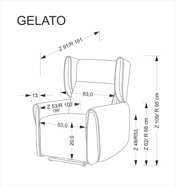Halmar Relaxační křeslo GELATO šedé