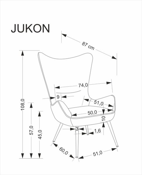 Halmar Čalouněné křeslo JUKON krémové