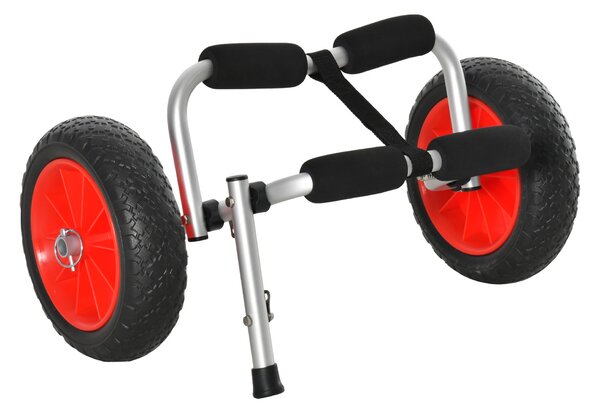 HOMCOM Skládací vozík pro přepravu kajaku, kanoe, člunu, nosnost 70 kg, s univerzálním hliníkovým nosičem 62x35x30 cm | Aosom