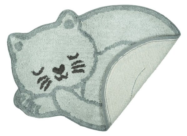 Světle modrý bavlněný dětský koberec 43x60 cm Sleeping Cat – Sass & Belle