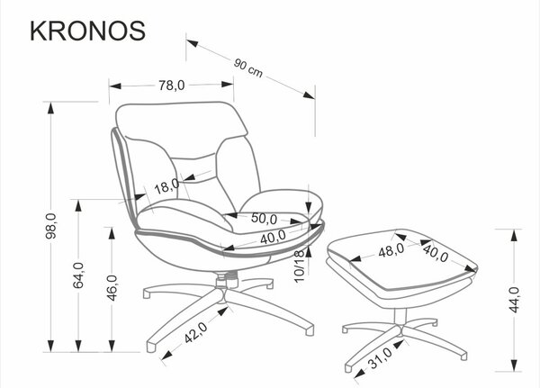 Halmar Čalouněné křeslo s podnožkou KRONOS béžové