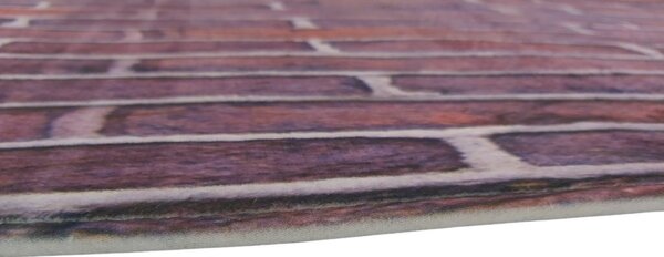Apextextil, Protiskluzová 3D předložka Cihly, 60x180, fialová, chodba / předsíň