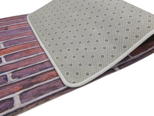 Apextextil, Protiskluzová 3D předložka Cihly, 60x180, fialová, chodba / předsíň