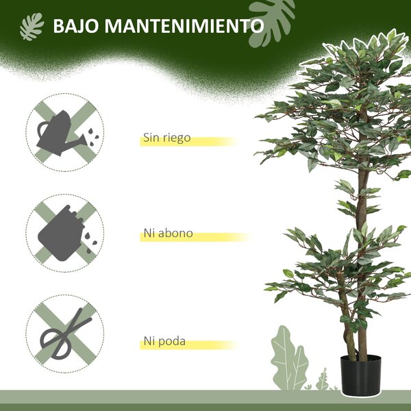 Umělý Fikus 150 cm – Dekorativní Umělé Rostlina v Květináči pro Domov, Obývací Pokoj, Kancelář Ø15x150 cm Zelená | Aosom