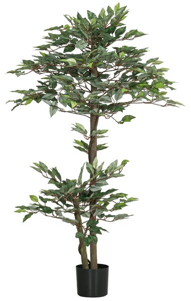 Umělý Fikus 150 cm – Dekorativní Umělé Rostlina v Květináči pro Domov, Obývací Pokoj, Kancelář Ø15x150 cm Zelená | Aosom