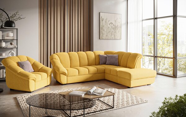 SEDACÍ SOUPRAVA, textil, hořčicově žlutá Welnova - Sedací soupravy