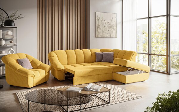 SEDACÍ SOUPRAVA, textil, hořčicově žlutá Welnova - Sedací soupravy