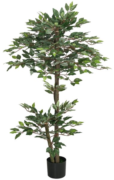 Umělý Fikus 150 cm – Dekorativní Umělé Rostlina v Květináči pro Domov, Obývací Pokoj, Kancelář Ø15x150 cm Zelená | Aosom