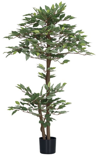 Umělý Fikus 150 cm – Dekorativní Umělé Rostlina v Květináči pro Domov, Obývací Pokoj, Kancelář Ø15x150 cm Zelená | Aosom