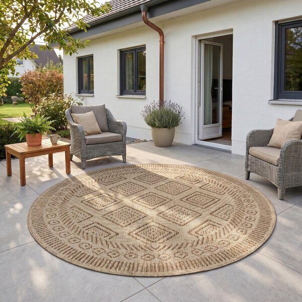 Béžový kulatý vnitřní a venkovní koberec ø 120 cm Mira 1452 – Ayyildiz Carpets