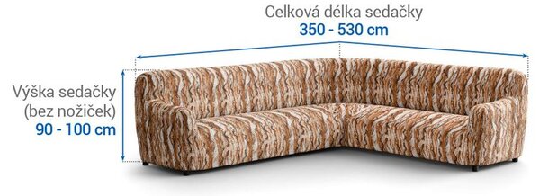 Bielastické potahy OCEANO NOVÉ cihlové rohová sedačka (š. 350 - 530 cm)
