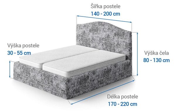Bielastické potahy MARMO šedé postel (š.140 - 200 cm)