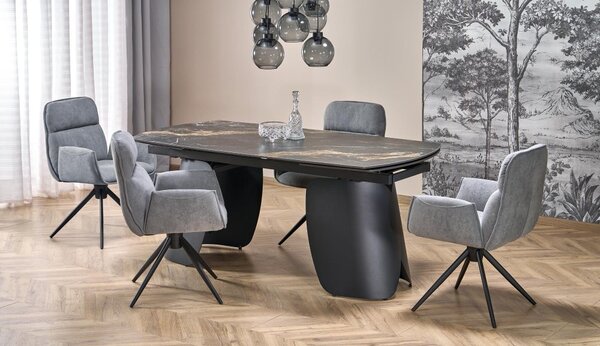 Halmar Rozkládací jídelní stůl FORUM 180(260)x90 černý mramor/černý