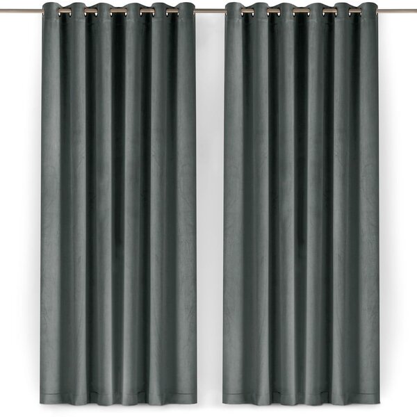 Tmavě šedý sametový dimout závěs 265x175 cm Velto – Filumi