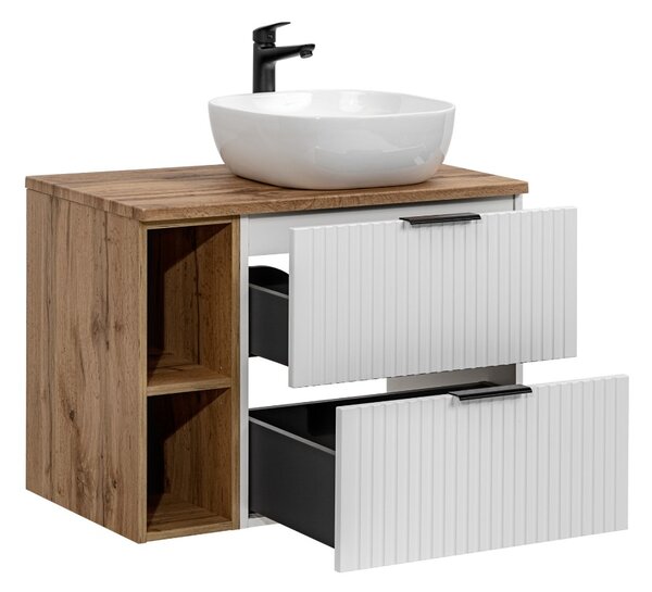 Koupelnová skříňka s umyvadlem a deskou ADEL White DU80/2 | 80 cm