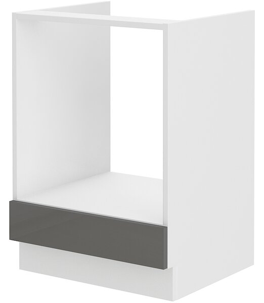 Dolní kuchyňská skříňka Saria 60 DG BB (Korpus: lesk šedý + Front: bílá)