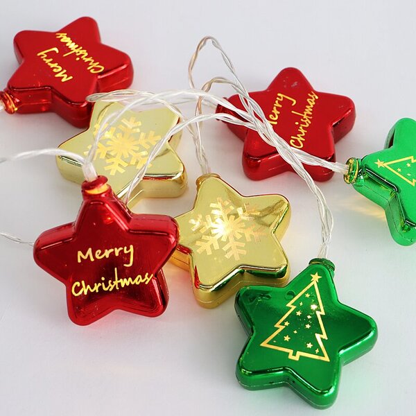 ACA Lighting Apostolidis Merry Christmas hvězdy LED řetěz na baterie X07101163