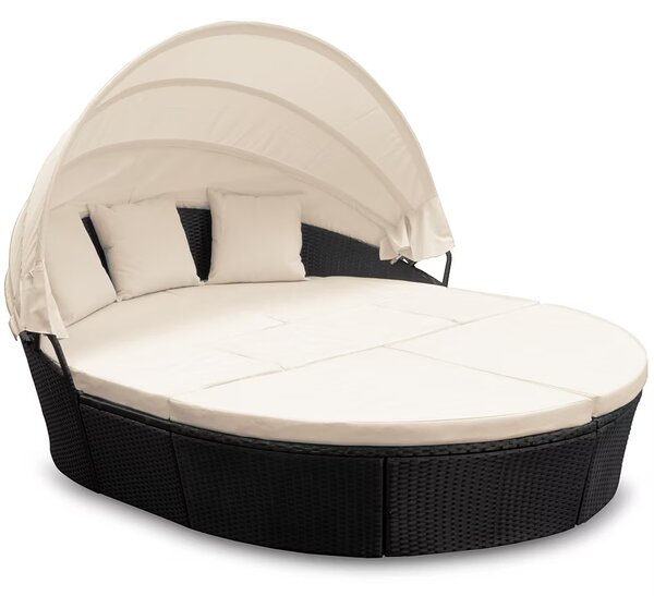 Deuba Ratanová zahradní postel LAZY BIG Ø226 cm - černá